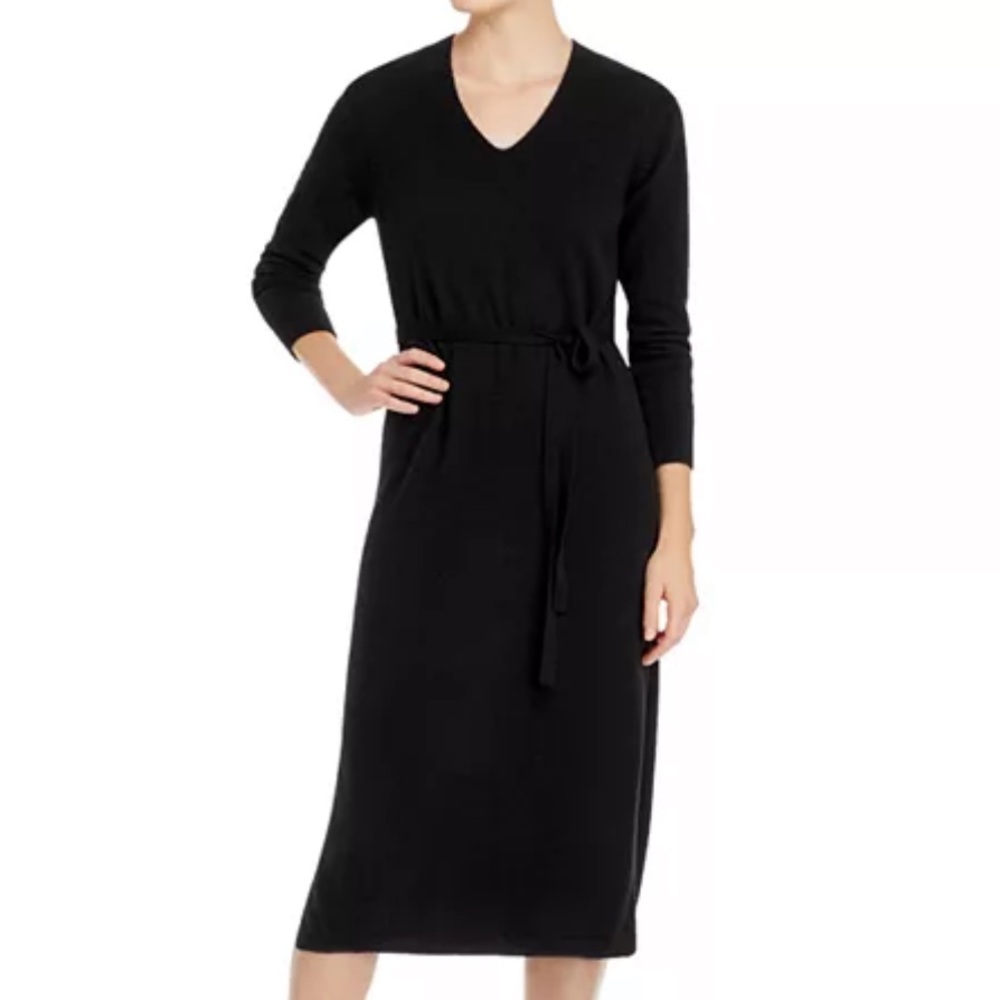 C by Bloomingdale's Cashmere Midi Dress Black Size XS Luxury Minimalist Office
